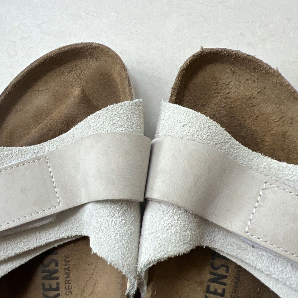 Birkenstock Womens 37 Oita Sandals Shoes Antique White Suede Slide Comfort - Picture 6 of 11